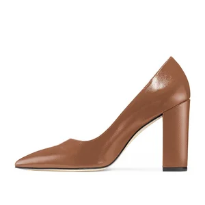 2020 Pointed Toe Court Shoes High Heel Dress Shoes Chunky Heel Pumps