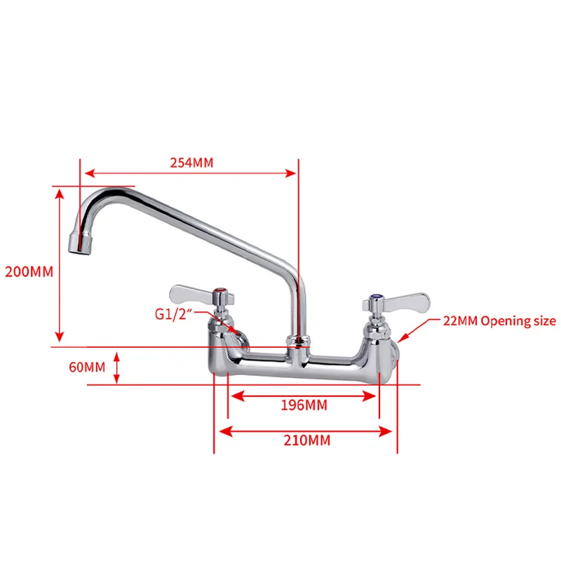 Commercial Kitchen Dual Hand 304 Stainless Steel Brass Kitchen Sink Tap Faucet Cold Hot Spring Mixer Tap Deck Mounted Basin Taps supplier