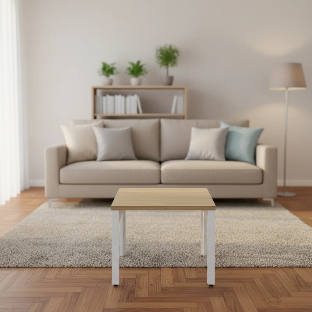 Square Coffee Table Steel Frame Modern Accent Piece Living Room Decor Compact Side Table Office Furniture Desks 2