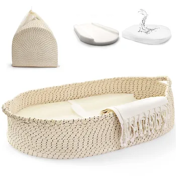 Bassinet For Baby Large Wicker Tray Wide Basket Boho Babies Carry Straw ...