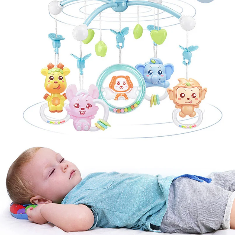 Мобильные погремушки для малышей 0-12 месяцев, детская музыкальная игрушка в виде карусели для детской кроватки, погремушки для малышей