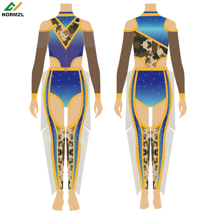 Fringe Sequin Black and Gold Majorette Costume One Piece Majorette Uniform Custom