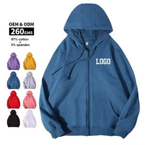 Custom Hoodies Zipper Cardigan Sweatshirt for Men and Women Long-sleeved Workwear Solid Color Hooded Terry Coat logo