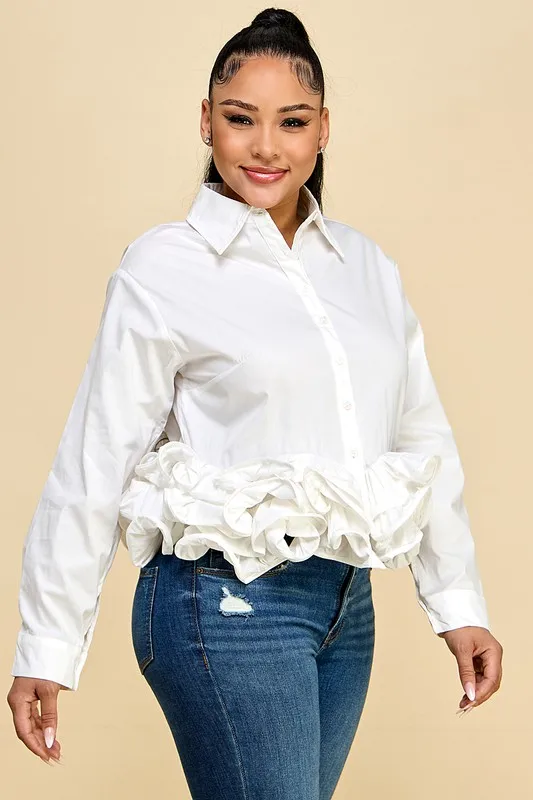 Ladies Casual Cute Multi-layered Ruffle Shirt Woven For Spring/summer Season - Image 4