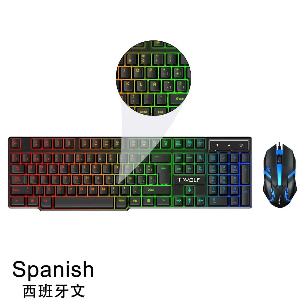 TF200 Gaming Keyboard and Mouse Set Wired Illuminated English Arabic Spanish Russian Mec aperçu 5
