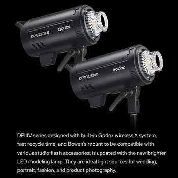 GODOX DP600IIIV GN106 Studio Flash Strobe Moonlight 600Ws LED Modeling Lamp Bowens Mount 2.4G Wireless System detail image