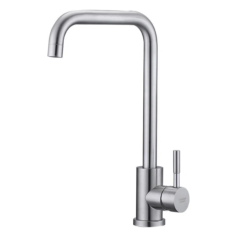 Project Good Selling Brushed Kitchen Taps with Single Lever Stainless Steel Cold Hot Water Kitchen Mixer Tap Faucets