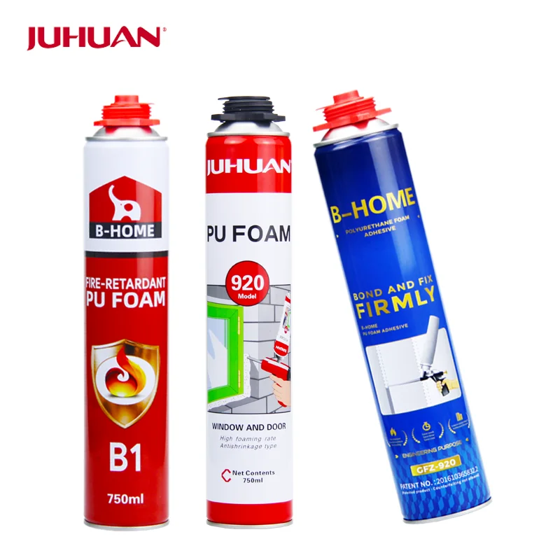 Dual Use 750ml Black Polyurethane Spray Foam Adhesive with Gun Straw for Construction
