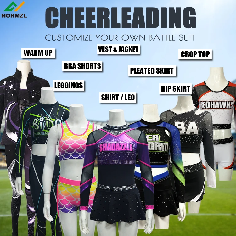 Sublimation Cheer Dance Uniforms Custom Spandex Cheerleaded Costumes Design Your Own Cheerleading Uniform