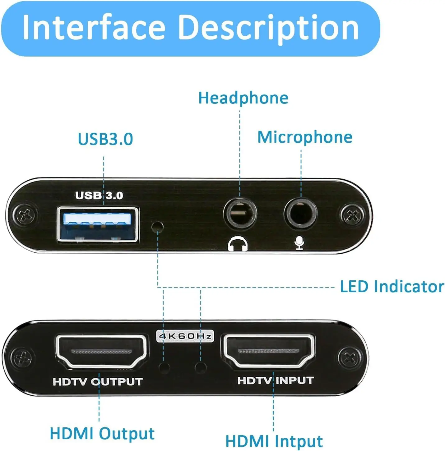 Computer Video Record Device Top Sale 1080P 60FPS Video Recorder Device 4K 30Hz USB3.0 HDMI Video ...