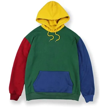 80% Cotton And Polyester Color Block Hoodies Custom  Long Sleeve Patchwork 500 Gsm Oversized French Terry Hoodie