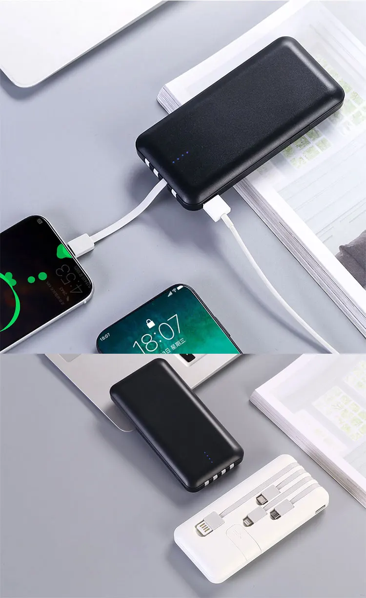 2021 online trend Powerbank 20000mAh 4 cable in 1 fast charger phone holder powerbank for phone 10000mah