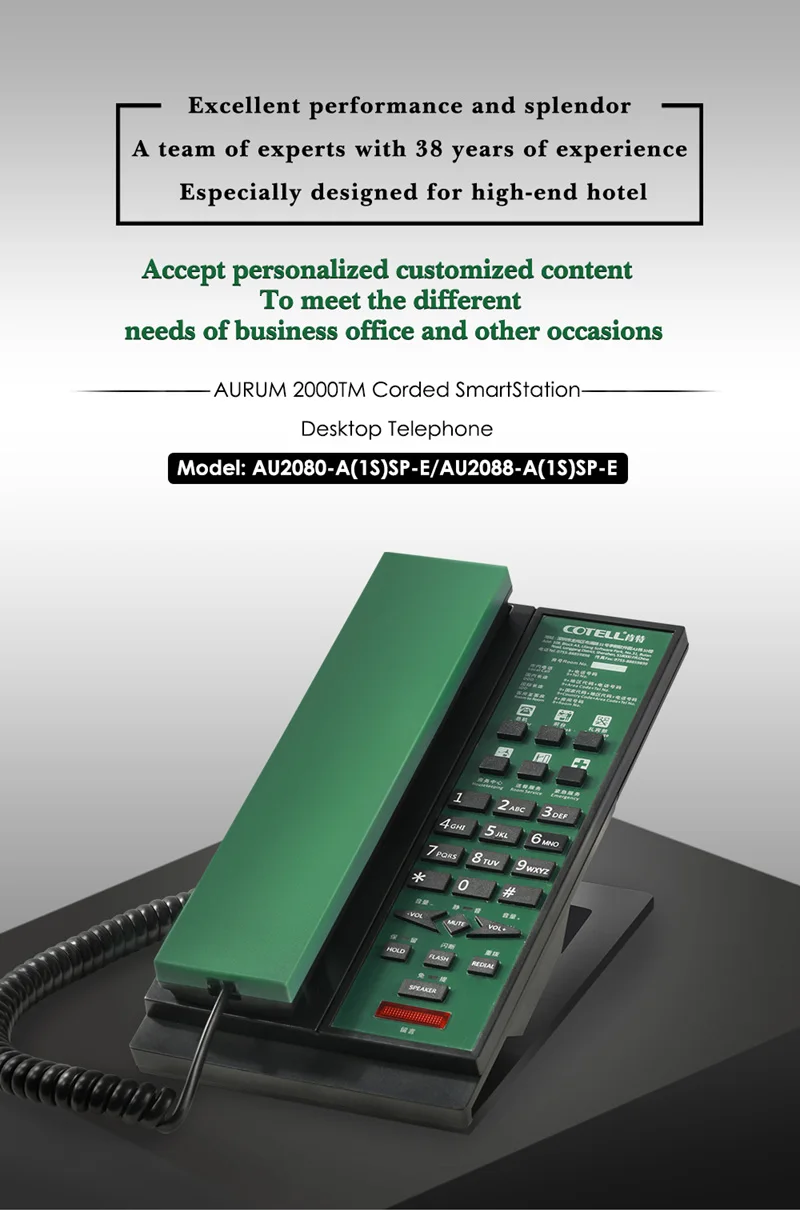 Cotell Aurum Series Au2086a Corded Telephones Clear Handsfree Calling