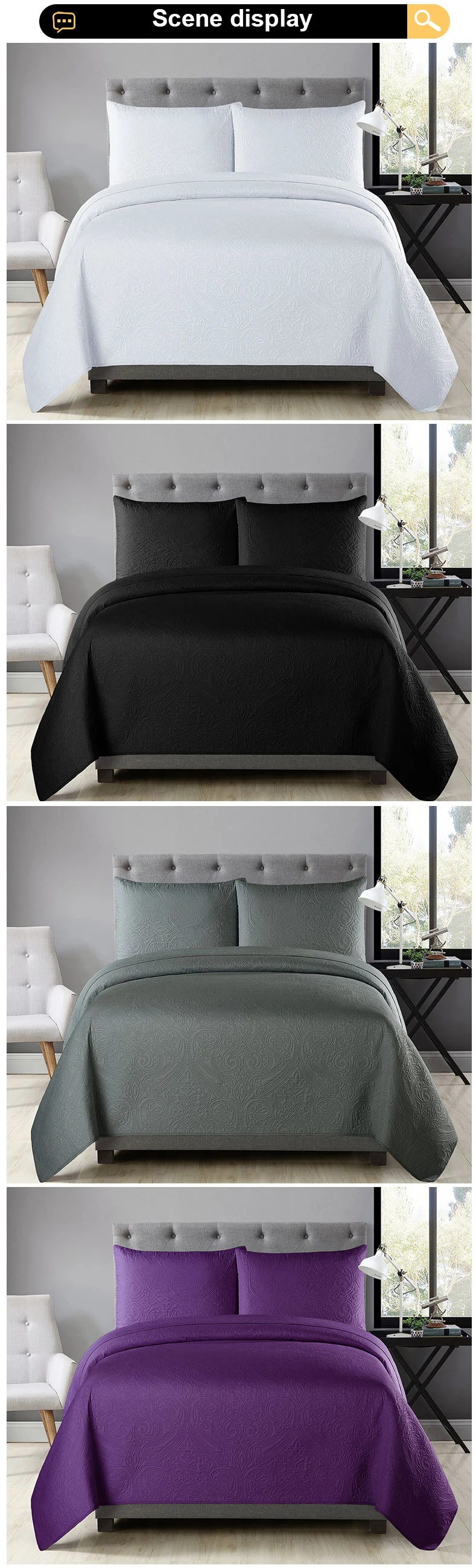 Simple style solid color custom three-piece sheet set quilt bed comforter bedding set bed sheets manufacture