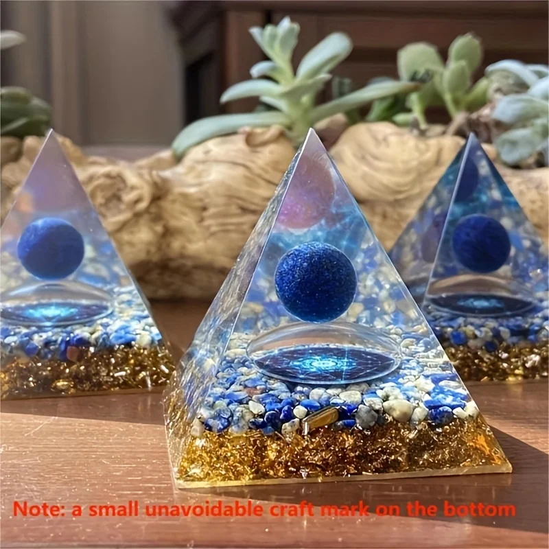 1pc Ogan Positive Energy Pyramid Desk Decoration Lapis Lazuli Pyramid