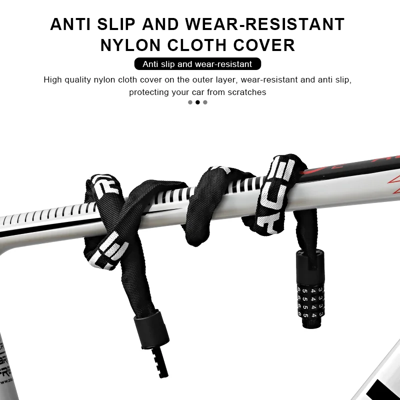 RIDERACE Bicycle Chain Lock Portable Anti-theft High Security MTB Mountain Bike Lock With 2 Keys for Scooter Electric E-Bike