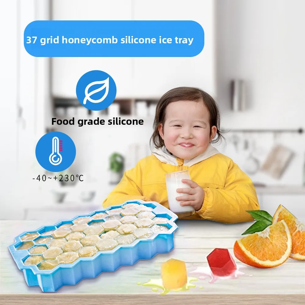 Hot Selling 37 Grid Silicone Ice Tray with Eco-Friendly Lid for Home Use Easy-to-Release DIY Ice Cube Mold factory