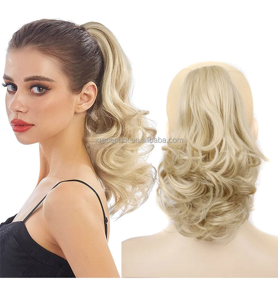 Synthetic Women's Hairpiece Short Wavy Ponytail Claw Clip In Hair ...