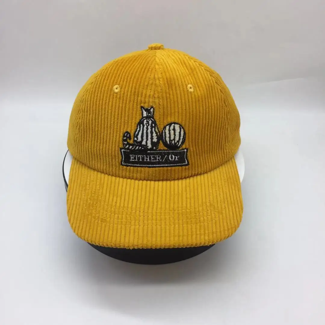 Unstructured 6 Panel Corduroy Hats Snap Back Hat Manufacture With Custom logo
