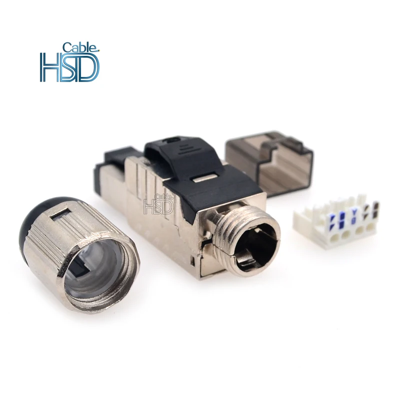 Toolless Field Termination Cat8 RJ45 Shielded Connector Ethernet Network Male Modular Plug for Cat8 Cables