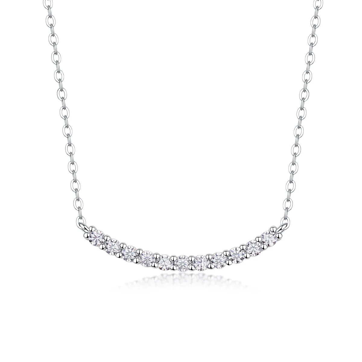 S925 Silver Women's Necklace with Round Moissanite Clavicle Chain Cross-Border for Live Sale In-Stock Wholesale Source