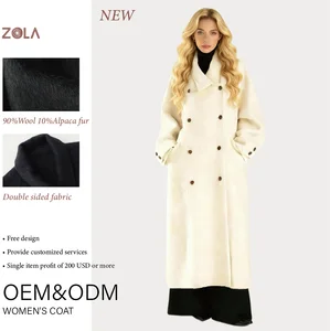 25-year-old Winter New Beige Double Breasted Casual Handmade Button-down Loose Long Wool Alpaca Wool Blend Double-sided Coat
