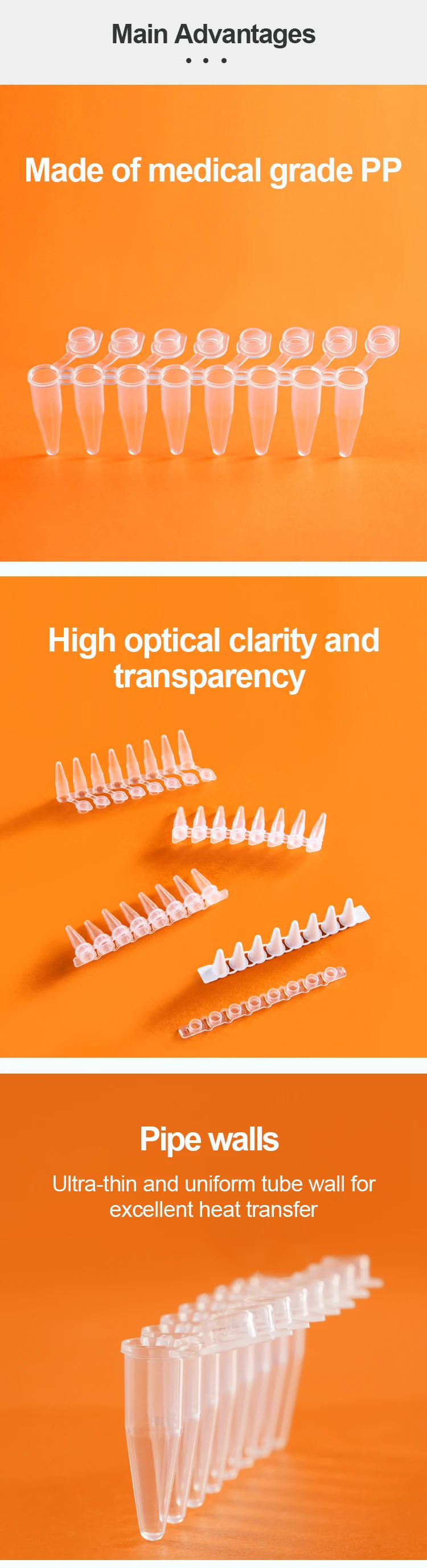 Ce Certified 0.2ml 8 Strip Pcr Tube For Fluorescent Quantitative Pcr