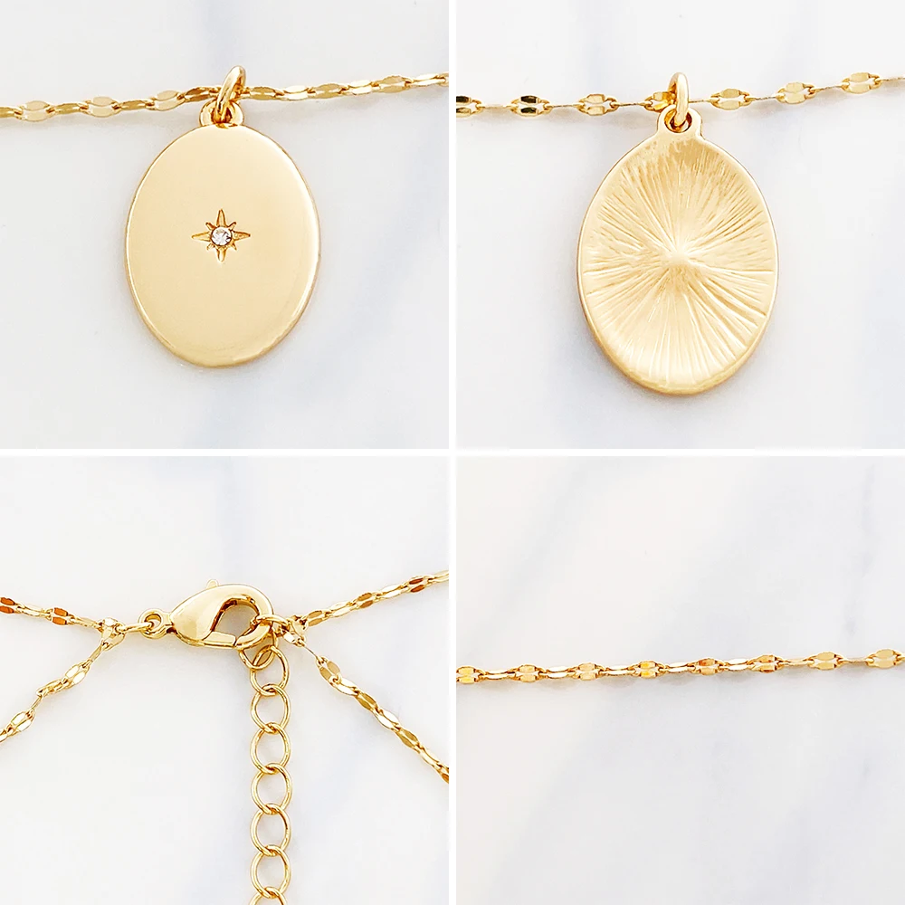 product 18k gold plated link chain double chain fashion star pendant necklace for women and girls classic style made from zinc alloy-4