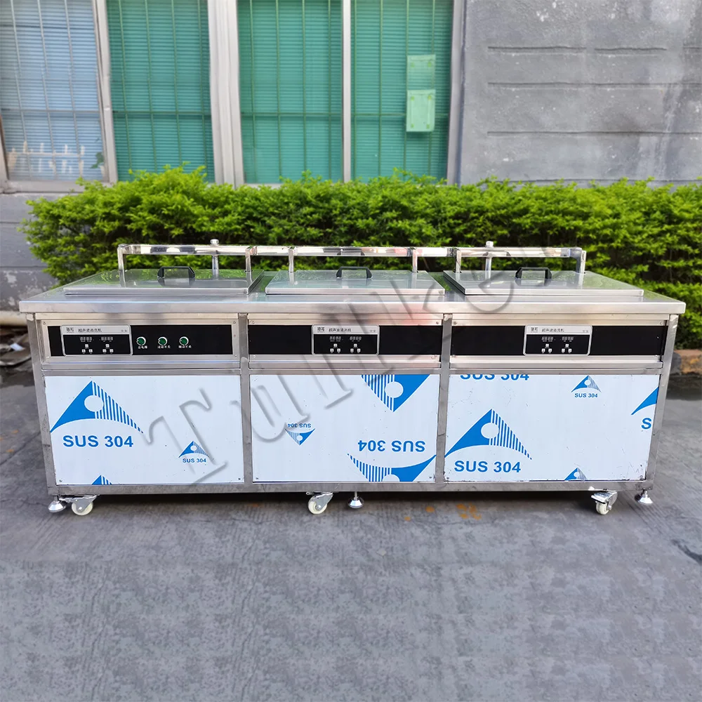 Tullker Three Station Ultrasonic Cleaner Bath Bathtub Agitation Cylinder Head Carburetor Injector Industrial Cleaning Machine