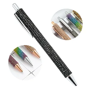 Promotional Multi-Color Press Diamond Metal Ballpoint Pen With Spot Rhinestone for Student Stationery Gift