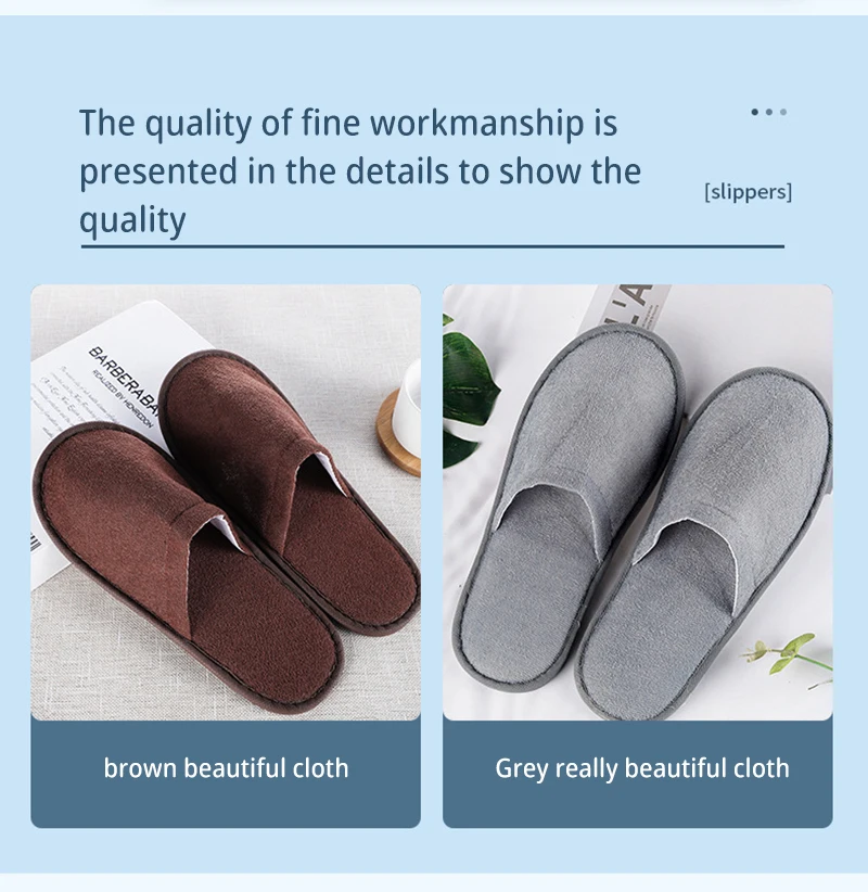 Hotel Disposable Slippers Closed Toe Linen Men Indoor Soft Slipper Home Guest Nonslip Slides