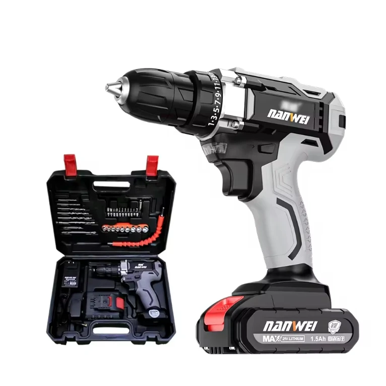 NANWEI Factory Price Portable 21V Electric Drill Lithium Power Drill  Cordless Drills for Home Use
