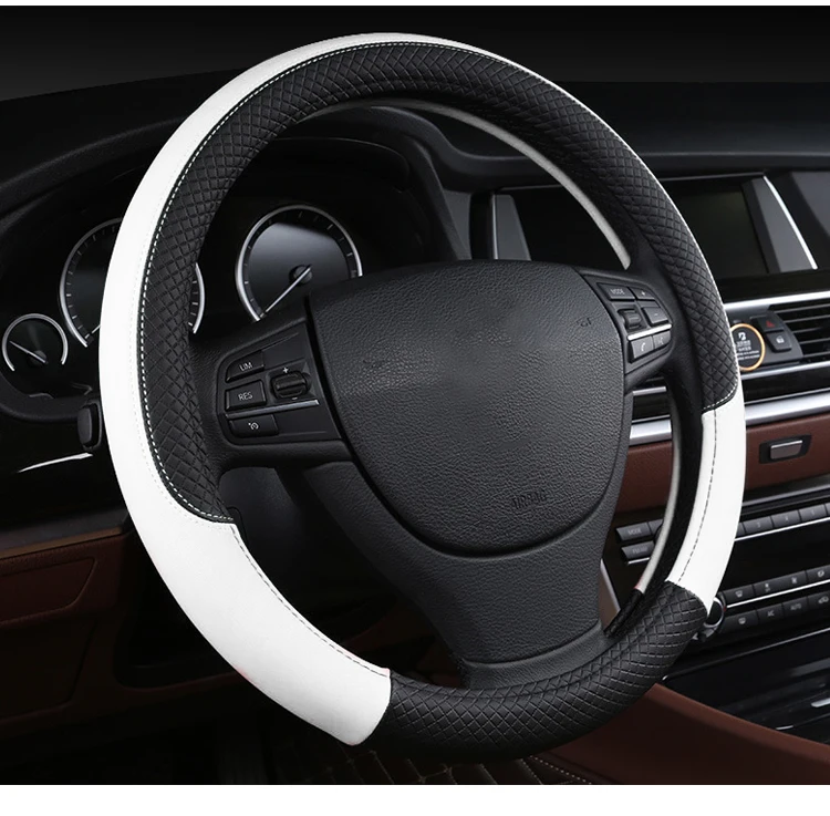Car Steering Wheel Sport Splicing Diamond PU Leather Hand Wheel Cover Universal Steering Wheel Cover Interior Accessories