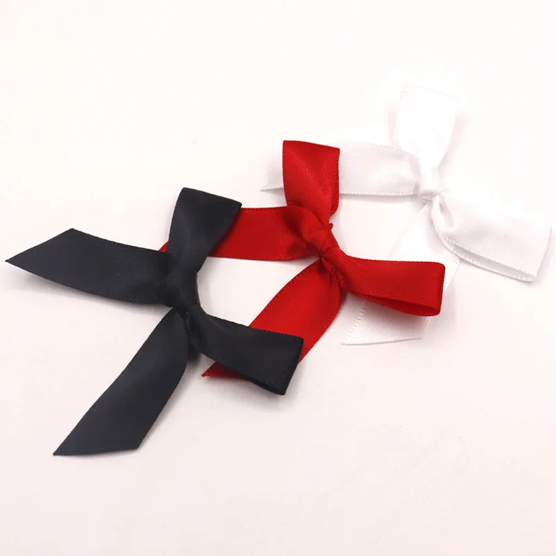Custom Printed Gift Wrapping Ribbon With Logo Small Satin Bow With Self Adhesive