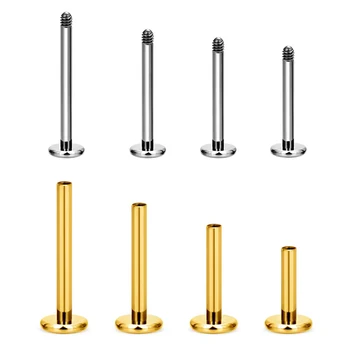 G23 Titanium Simple Basic 4/12mm Flat Base External Thread Labret Post 18G 16G Piercing Body Jewelry Accessories