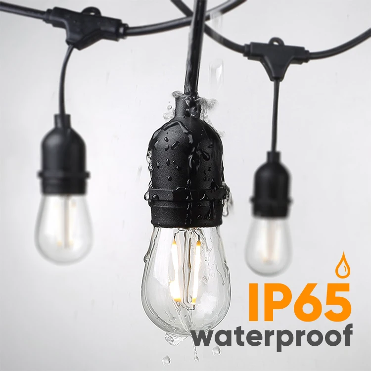 Edison Bulb Smart Ip65 Decorative Patio Crystal Garden Porch   Christmas Poles Waterproof S14 Outdoor Solar Led String Lights