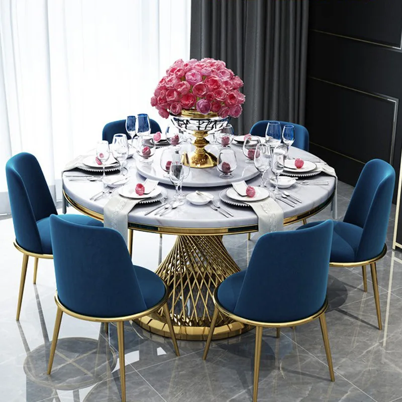 Dining Room Set Specific Use and Home Furniture General Use Round  Dining Table Set with Marble Top