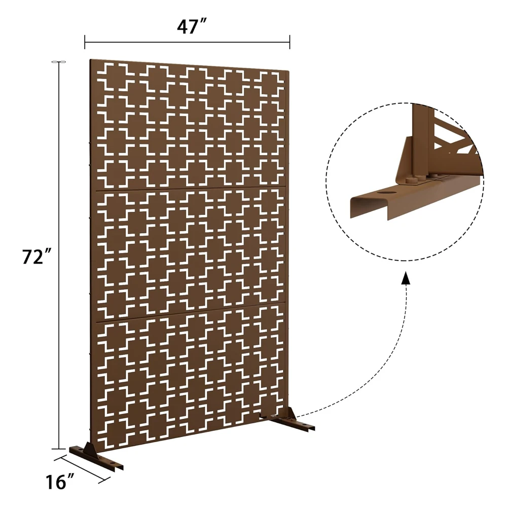 Decorative Outdoor Divider with Stand Square-corten Steel Outdoor Privacy Screen  for Confrence Room and Balcony Yard Patio
