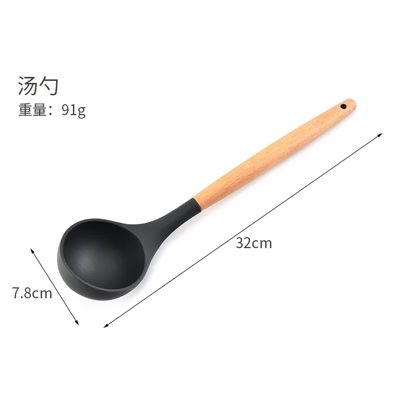 11piece Silicone Cooking Utensils Set With Bamboo Wood Handles for Nonstick Cookware Nylon Turner Tongs Spatula
