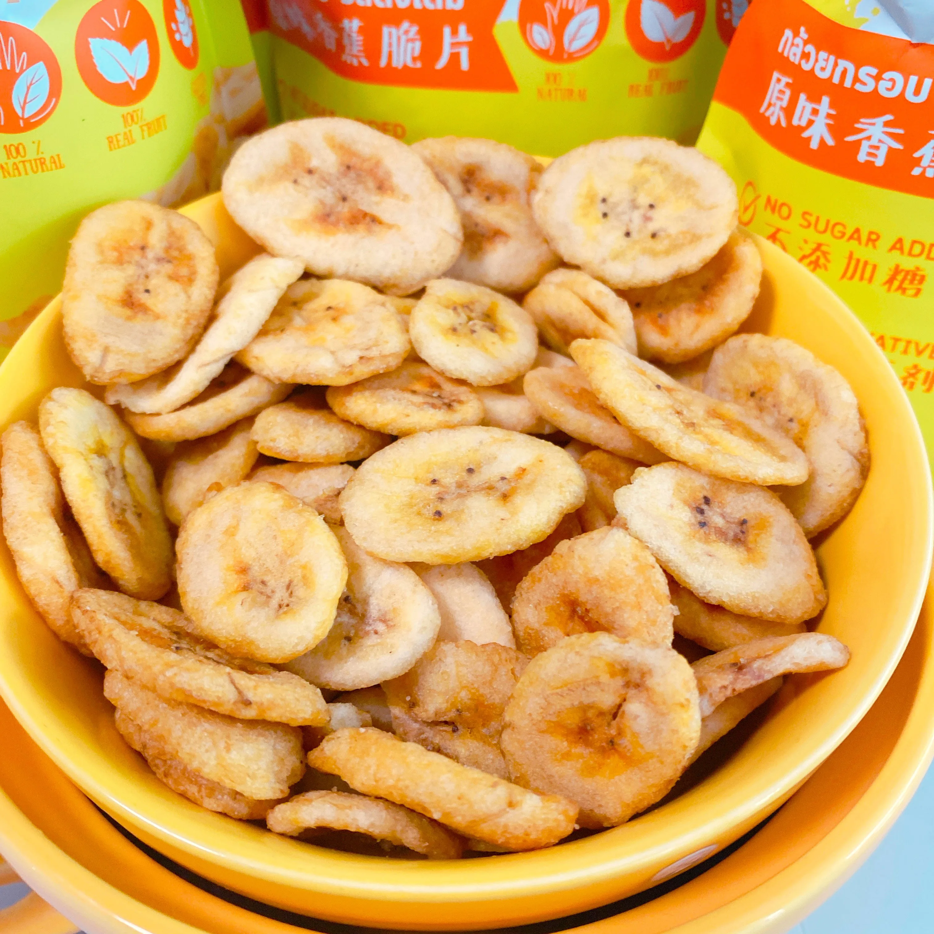 Банановые чипсы Премиум-качества из Таиланда OEM изготовлены 100% натуральных фруктов и не содержат всех