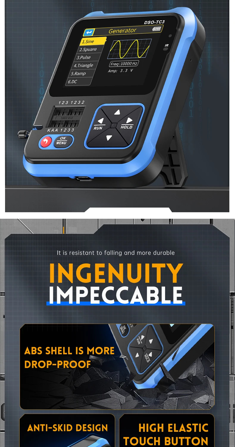 DSO-TC3 Oscilloscope 3 in 1 Transistor Tester Multi-function Multimeter Diode Portable Digital Oscilloscope