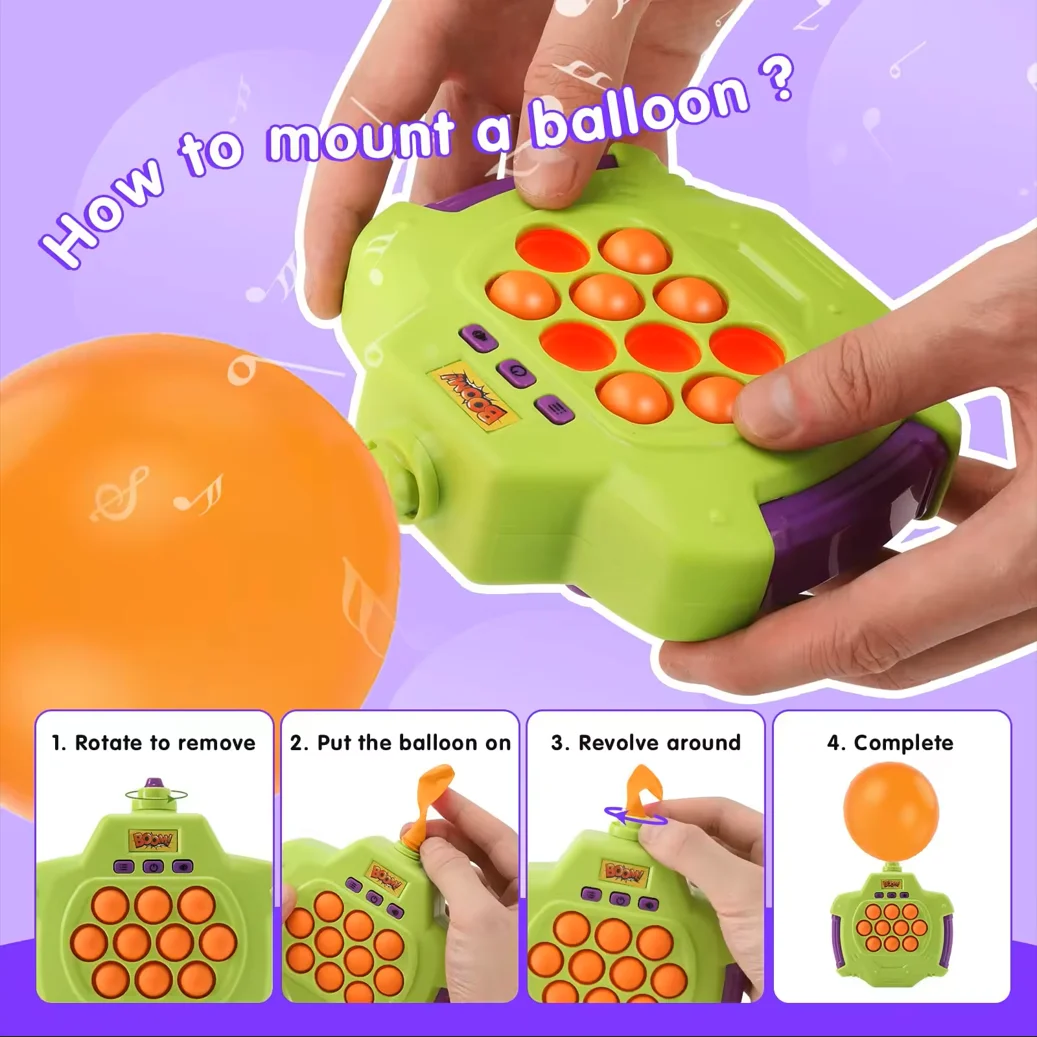 2024 New Balloon Boom Fast Push Bubble Game Quick Push Pop Light-up ...