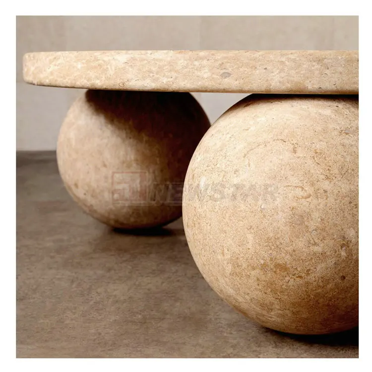 Real Stone Hot Design 2022 Customized Modern Marble Travertine Stone Coffee Table Round Luxury Living Room Sets Furniture Luxury
