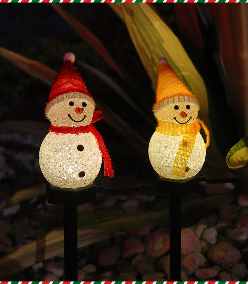 Snowman Design Outdoor Christmas Pathway Lights Waterproof Solar Garden ...