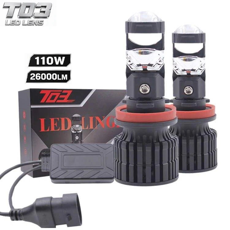 FSYLX T03 Car LED Headlight Bulb H7 H11 H4 9005 9006 20000LM 110W IP65 Waterproof 6000K 12V Aluminum
