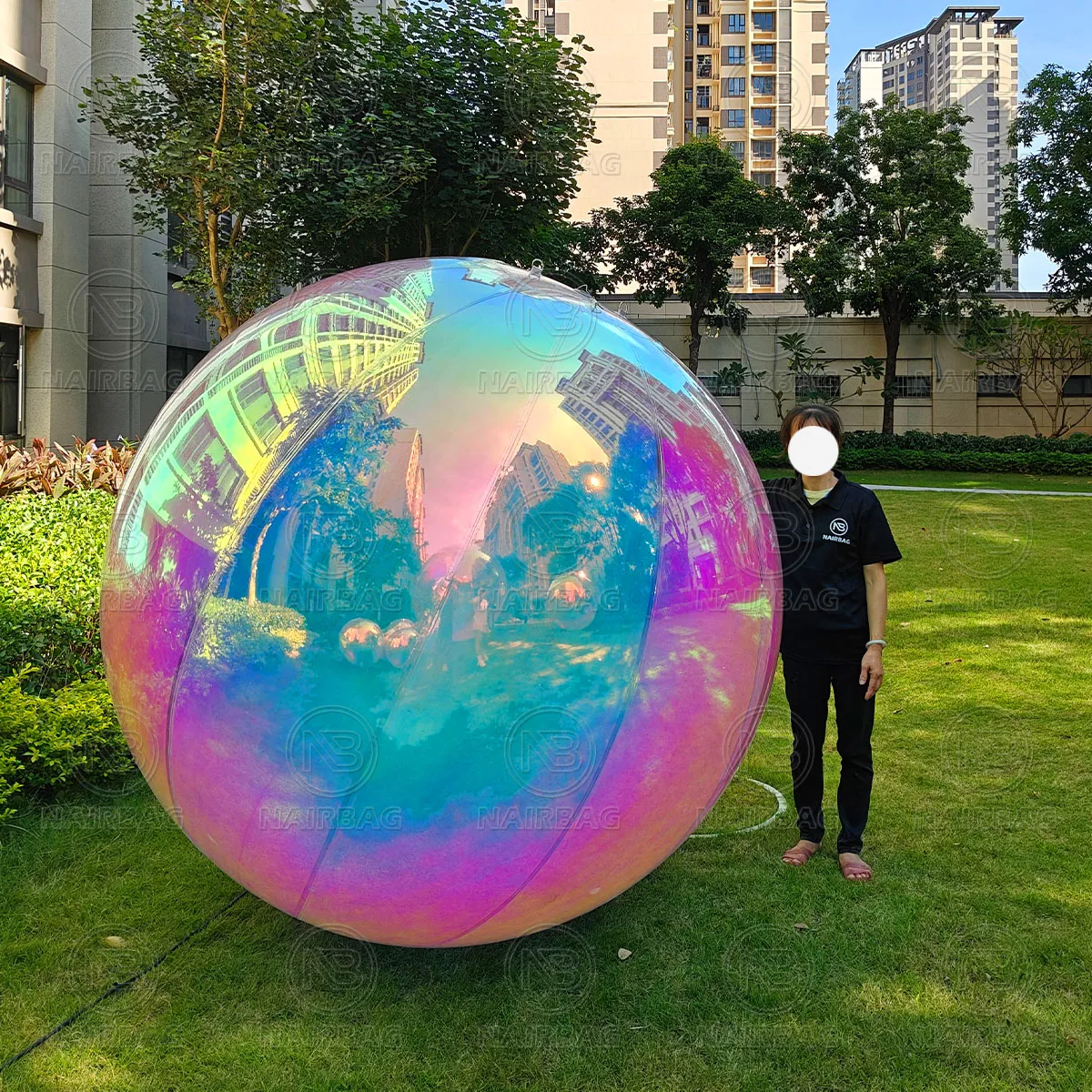 Bubble Crystal Iridescent Ball Water Floating Giant Sphere Inflatable  Mirror Balloons Hanging Big Shiny Balls for Party Decor, image size:1200x1200