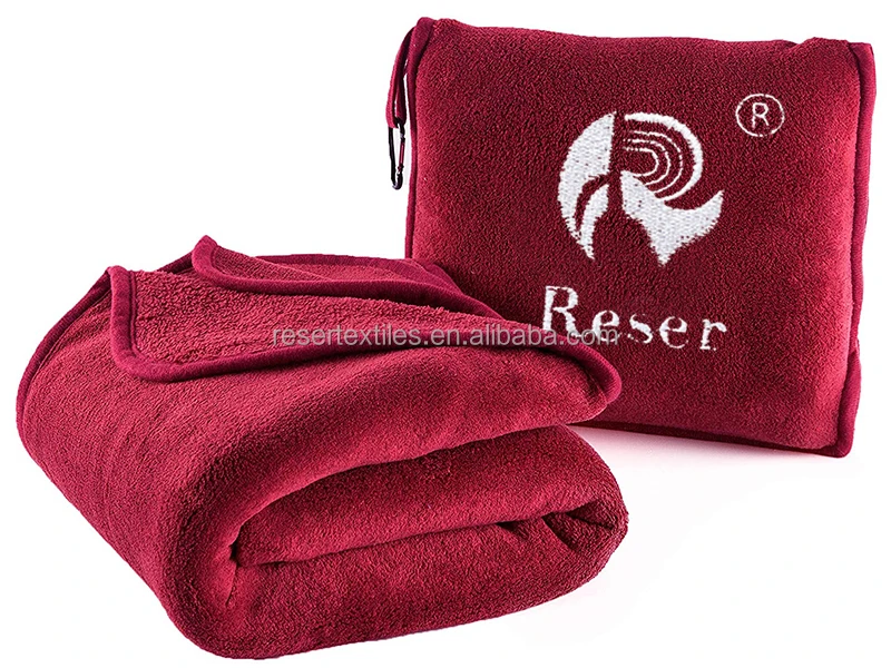 Travel Blanket Pillow Airplane Compact Packable 100% Polyester Eco-Friendly Four Seasons Flight Essentials Car Travelers Gifts