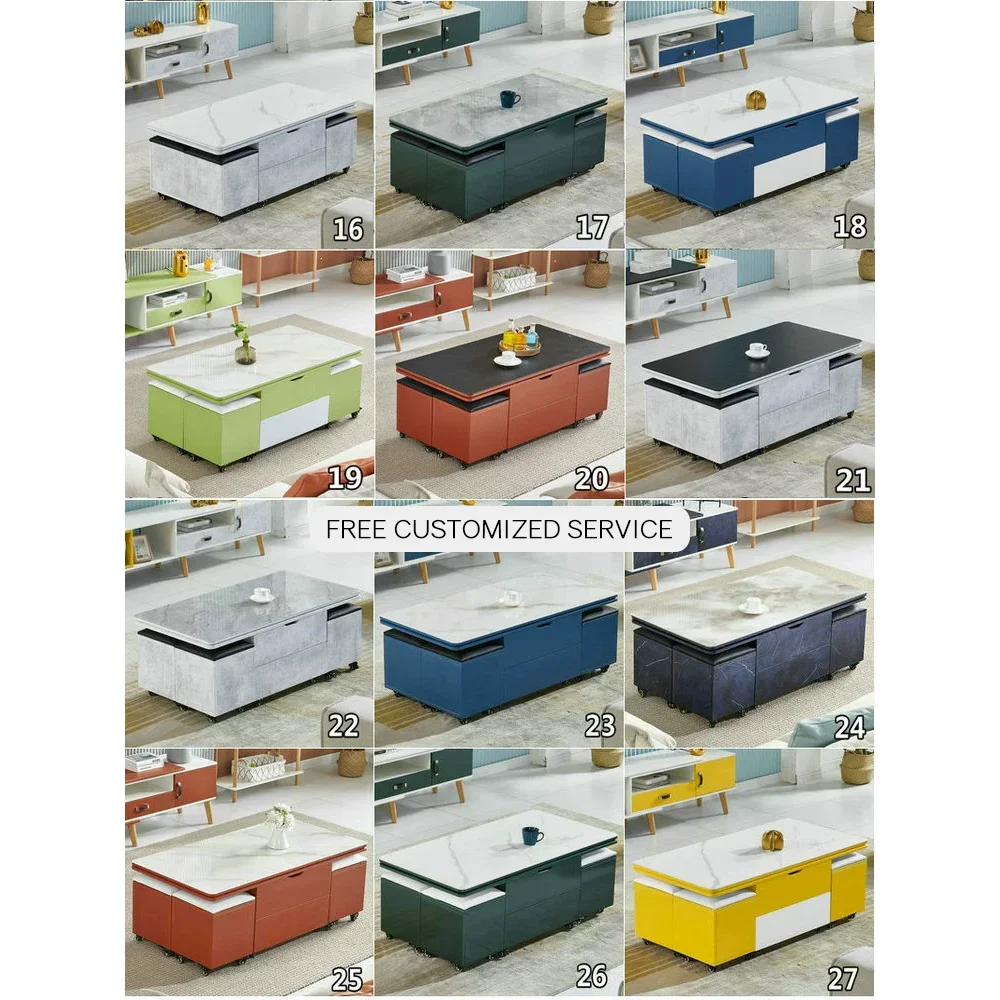 Lift Up Multifunction Adjustable Convertible Dining Table Smart Coffee