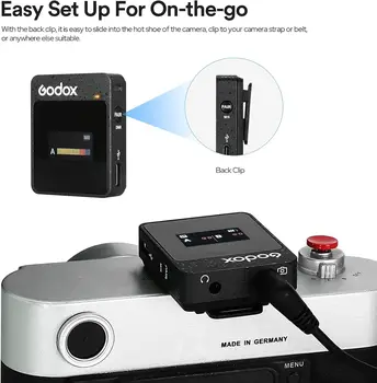 Godox MoveLink II M2 Wireless Lavalier Microphone System(2 TX + 1 RX + Charging Case), 2.4G Wireless Noise Cancelling Mic detail image