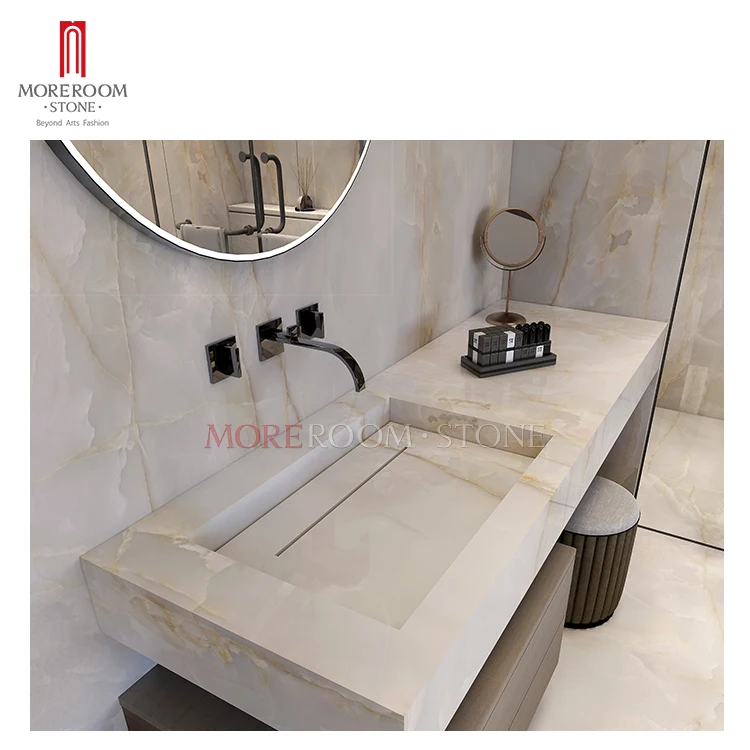 Italian White Onyx Marble Wall 12mm Large Format Porcelain Big Slab
